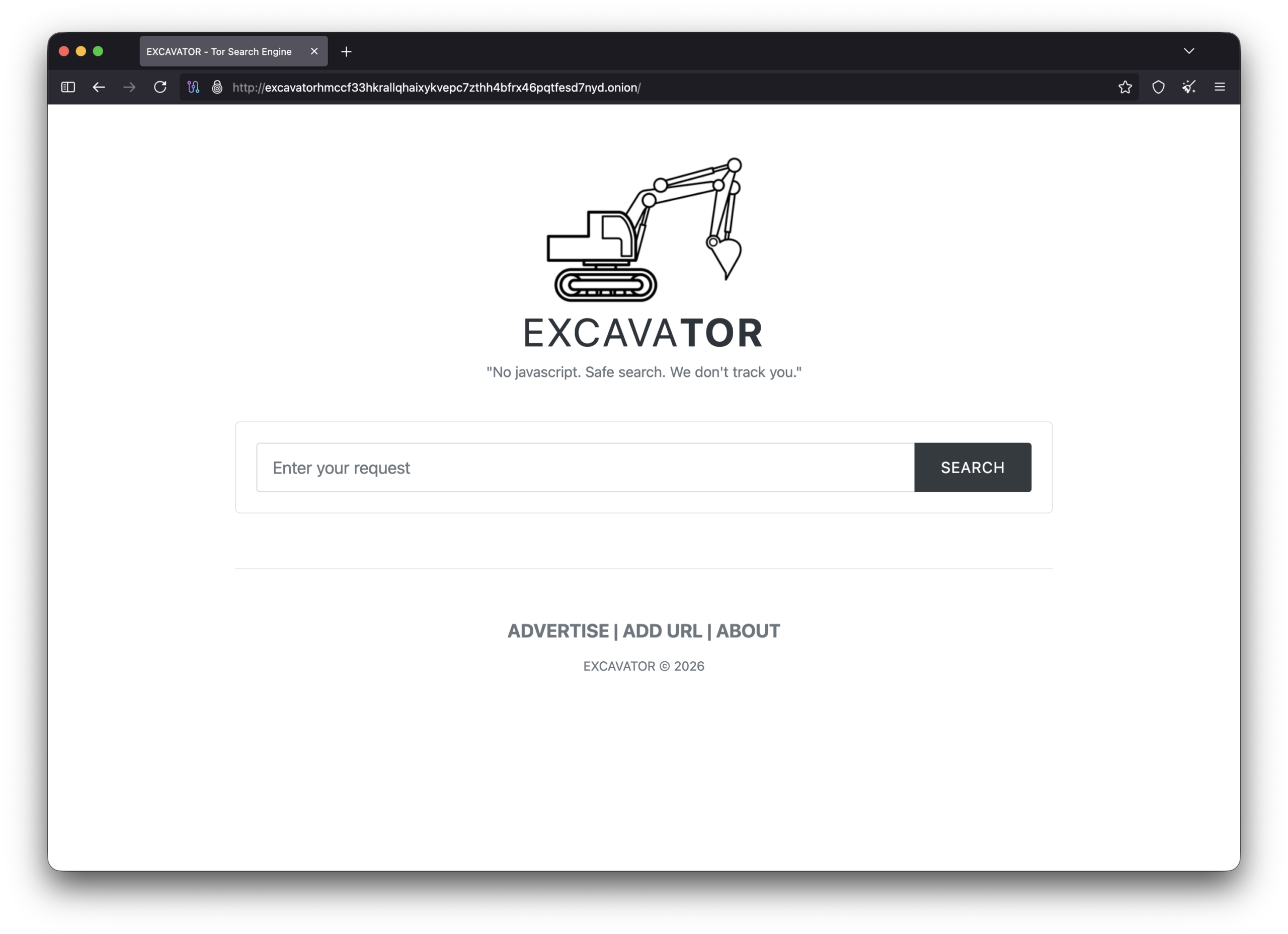 excavator search engine screenshot